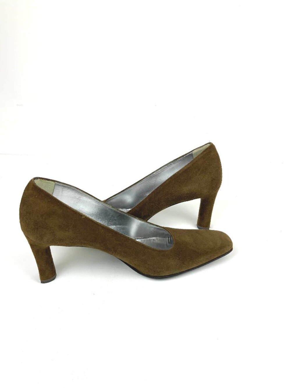 Vintage Joan & David Square-Toe Pumps Olive Green Suede Leather Sz 9.5 M - Picture 16 of 16